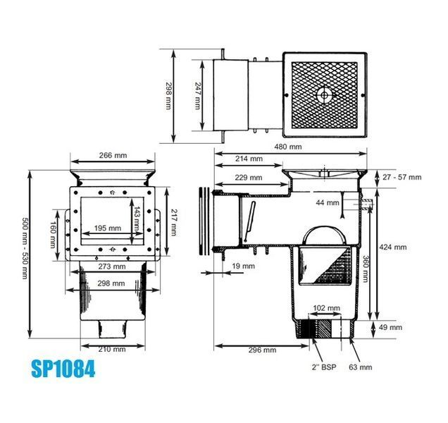 Скіммер AUTO-SKIM вузький, під бетон SP1084C SP1084C фото