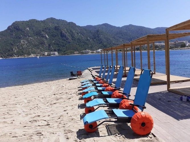 Пляжне крісло-шезлонг на 3 колеса + підлокітники і ремінь безпеки, Beachstar 1514.3 1514.3 фото