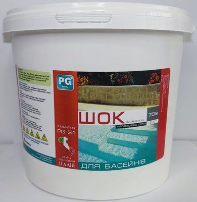 PG-31.3 шок в табл. 7г, 3 кг 70% (Італія) не стабілізований (гіпохлорит кальцію) PG-31.3 PG-31.3 фото