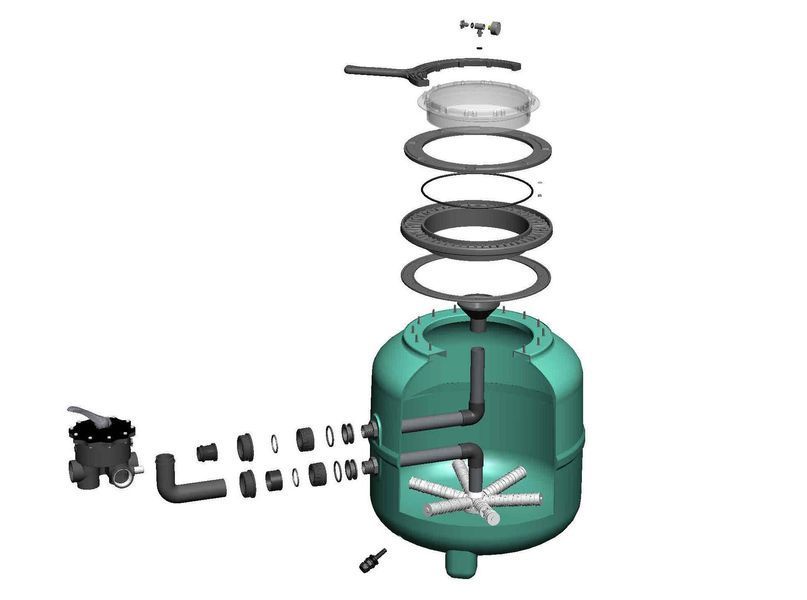 Фільтр 920мм з боковим клапаном для 450кг піску, 32м3/год, PG &ldquo;FILTRONE LLT&rdquo; PG-021815LLT PG-021815LLT фото